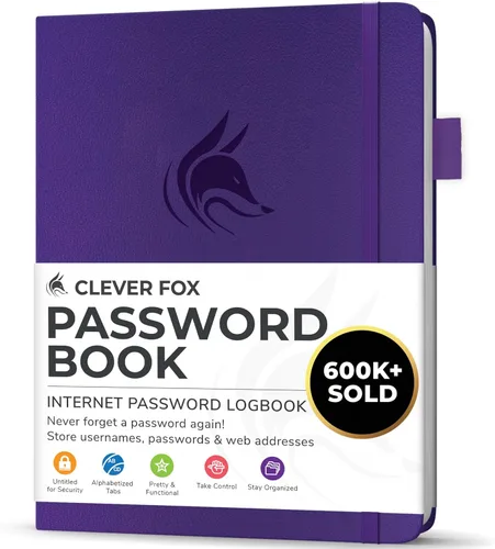 Miniatura 26 de Clever Fox - Libreta de contraseñas con pestañas alfabéticas, organizador de direcciones de Internet, tamaño grande, para inicios de sesión en Azul