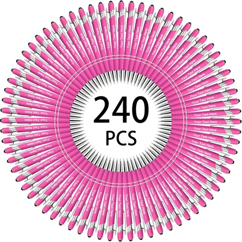Miniatura 86 de Hasta 500 bolígrafos personalizados a granel, bolígrafo grabado personalizado con punta de lápiz capacitivo, carcasa multicolor retráctil, bolígrafo