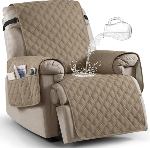 Miniatura 9 de Ruaozz Funda para Silla Reclinable 100% Impermeable Antideslizante de Tamaño Grande Funda Reclinable para Silla Reclinable Grande Funda de Asiento