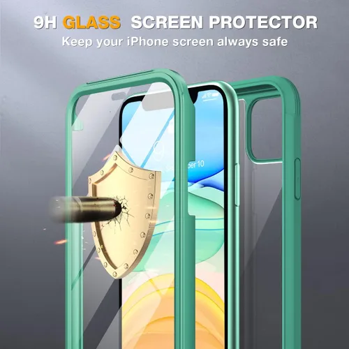 Miniatura 2 de Miracase Glass Series - Funda para iPhone 11 de 6.1 pulgadas, funda protectora de teléfono con borde resistente de cuerpo completo mejorado con Verde