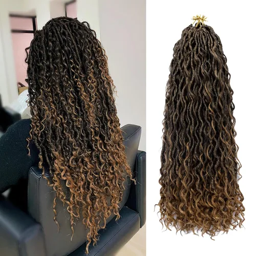 Miniatura 26 de Goddess Locs - Cabello de ganchillo de 10 pulgadas, 7 paquetes de cabello de ganchillo bohemio sintético para mujeres negras, rastas de ganchillo #1B
