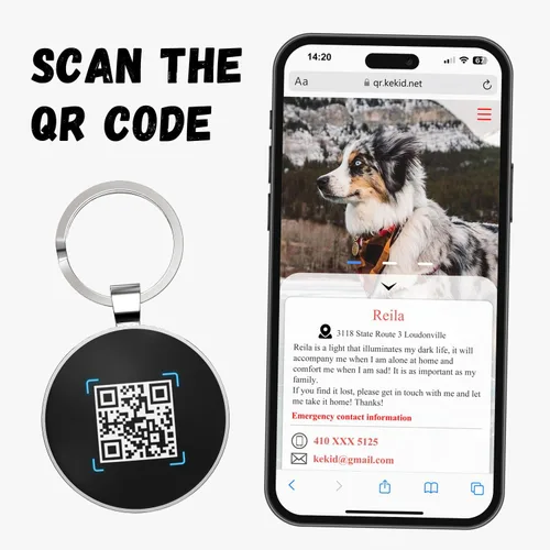Miniatura 4 de Etiquetas de perro QR personalizadas para mascotas, etiquetas de identificación de código QR, etiquetas de identificación de mascotas inteligentes