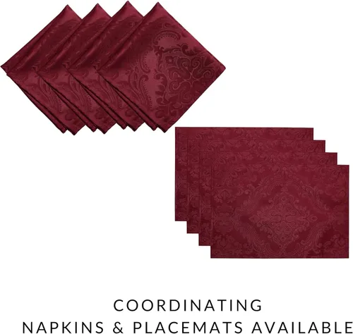 Miniatura 4 de Elrene Home Fashions Caiden Elegance - Mantel de damasco impermeable, resistente a manchas y arrugas, 70" redondo, granate Arándano