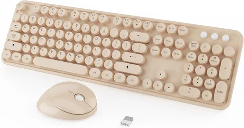 Miniatura 13 de Combo de teclado y mouse inalámbricos, teclado blanco lindo de 104 teclas con pad numérico y mouse para Windows, computadora, PC, portátil (blanco)