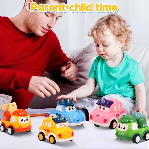 Miniatura 12 de 12 piezas de juguetes de coches de tracción para niños de 1 2 3 años, juguetes de coches de bebé para niños de 12 a 18 meses, juego de coches