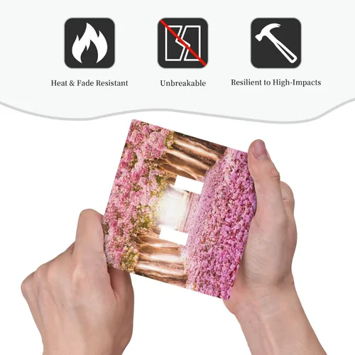 Miniatura 73 de Cubiertas de placa de pared de 3 gang con interruptor de luz de triple palanca, en negro y dorado con esplendor de oro rosa, estampado floral