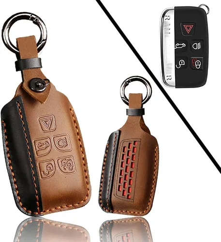 Miniatura 10 de ontto Funda de cuero para llave Land Rover, funda de protección completa, elegante soporte para llaves compatible con Range Rover para Jaguar
