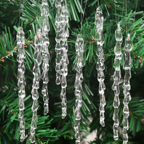 Miniatura 2 de Adornos de carámbanos de 25 piezas, juego de colgantes de carámbanos, decoración de Navidad, carámbanos acrílicos transparentes con cordón