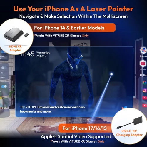 Miniatura 6 de VITURE Adaptador HDMI XR para iPhone 14 y modelos anteriores, habilitando videos multipantalla/3DoF/VR mejorados, 2.8 horas de duración