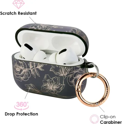 Miniatura 3 de Velvet Caviar Funda compatible con AirPods Pro de 2ª y 1ª generación, bonita funda protectora dura para mujer, flor floral de oro rosa