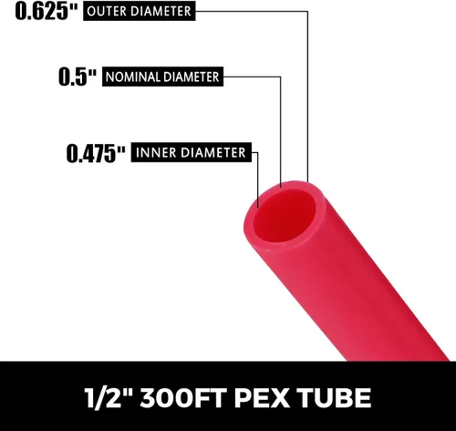 Miniatura 2 de VEVOR Oxygen-Barrier PEX Tubing 300Ft Rojo 1/2 pulgada Radiante Piso PEX Tubo Radiante Calor Piso Calefacción Plomería Tubería de Agua Fría