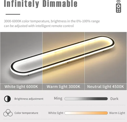 Miniatura 2 de Lámpara de techo LED moderna, anillo negro empotrado, lámpara de techo con control remoto, lámpara de techo acrílica para dormitorio, pasillo, isla