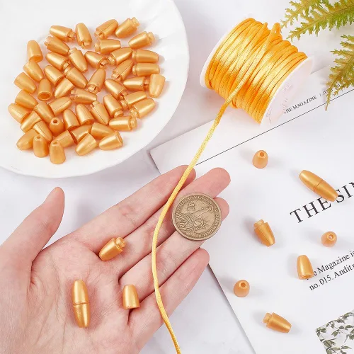Miniatura 3 de PH PandaHall 30 Juego de Cierres Separables para Cordones, Cuerdas de Cordón de Nylon Dorado de 10m 2mm con Conectores de Barril de Plástico