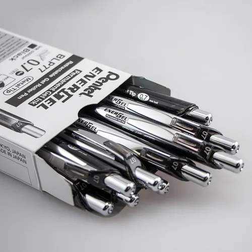Miniatura 6 de Pentel EnerGel PRO - Bolígrafo de gel permanente, (0.028 in), línea media, tinta negra, caja de 12 bolígrafos (BLP77-A)