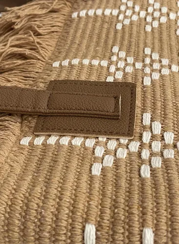 Miniatura 3 de Bolsa de paja para mujer, bolsas de playa hechas a mano, bolso de hombro suave con Azipper, Caqui