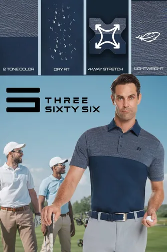 Miniatura 5 de Three Sixty Six Quick Dry Golf Shirts for Men - Moisture Wicking Short-Sleeve Casual Polo Shirt