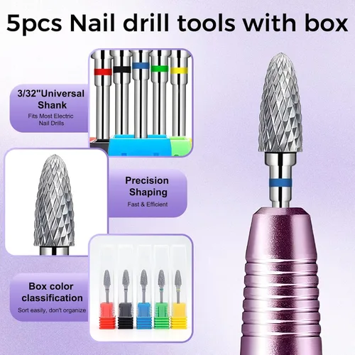 Miniatura 7 de Fantexy Juego de brocas para uñas acrílicas, 3/32 pulgadas, brocas profesionales de tungsteno para uñas, herramientas de arte de uñas, manicura