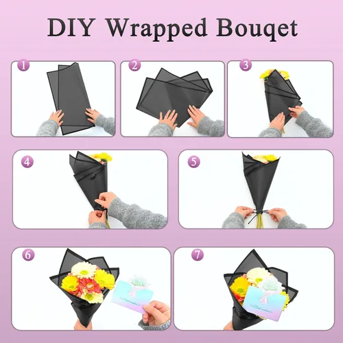 Miniatura 6 de REAXYZNN 20 hojas de papel de regalo de buquet, papel de regalo floral impermeable, papel de embalaje para suministros de floristería, papel