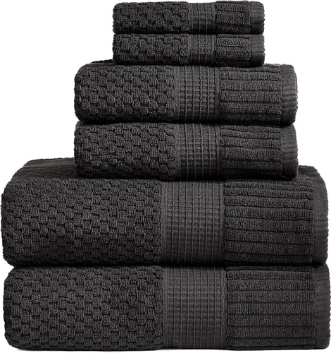 Miniatura 22 de NY Loft Juego de 4 toallas de baño 100% algodón, supersuaves y absorbentes, de secado rápido, 30 x 52 pulgadas, algodón texturizado y duradero