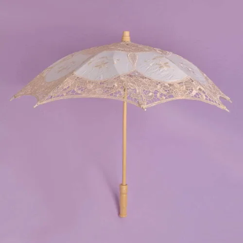 Miniatura 4 de Paraguas bordado de encaje para el sol, sombrilla para novia, boda, baile, fiesta, demostración de fotos, mango de madera, decoración para mujeres