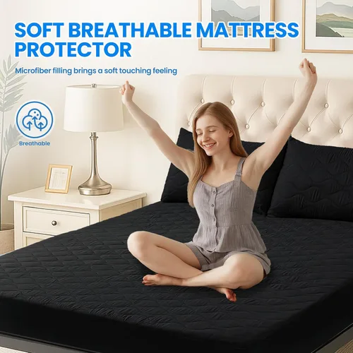 Miniatura 5 de Protector de colchón impermeable, protector de colchón individual ajustado hasta 16 pulgadas de profundidad, funda de colchón de cama suave