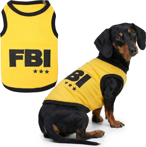 Miniatura 19 de Camiseta para Perro Parisian Pet - Camiseta Bordada FBI - 100% Algodón, Ropa Transpirable para Perros - Chaleco para Mascotas Sin Mangas - Camisas