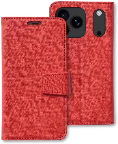 Miniatura 76 de SafeSleeve Funda de piel tipo cartera desmontable para iPhone 14 con bloqueador EMF para teléfono celular con 3 tarjeteros y soporte ajustable