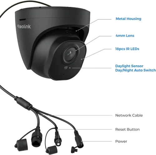 Miniatura 7 de REOLINK Sistema de Cámara de Seguridad con Cable 4K para Exteriores, Cámara de Vigilancia IP PoE Tipo Domo con Detección de Humanos/Vehículos
