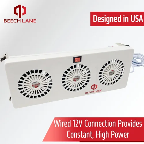 Miniatura 2 de Beech Lane Ventilador de aleta evaporador de refrigerador de 12 V, patente pendiente, tres ventiladores maximizan el flujo de aire, se fija a
