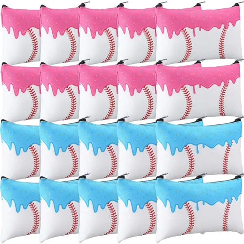 Miniatura 9 de Eccliy 20 bolsas de maquillaje de béisbol, regalos de equipo deportivo a granel, bolsa de cosméticos de béisbol, accesorios para mujeres, bolsa