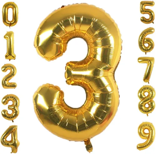 Miniatura 5 de Globos de papel de aluminio dorado (número 1, 40 pulgadas)