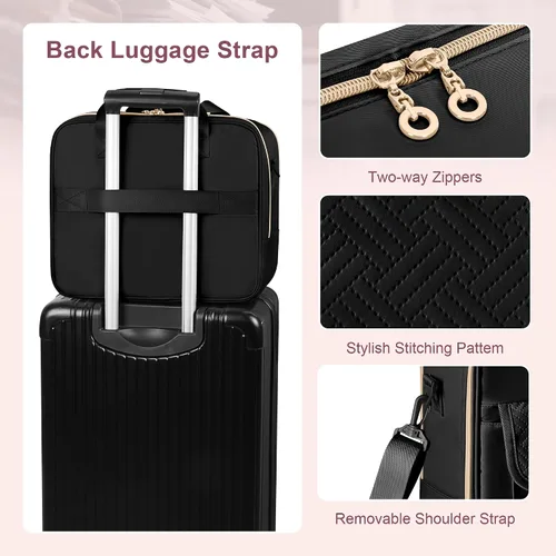Miniatura 6 de Bolso para profesora con organizador de archivos de acordeón, maletín para laptop de 39.6 cm para mujeres, profesora, tutora, enfermera y Negro