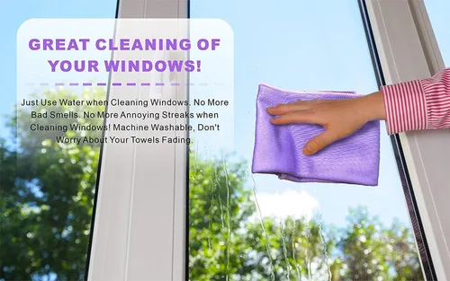Miniatura 4 de Norwεx - Paño de limpieza de ventanas, paño de limpieza de vidrio, no necesita productos químicos, solo tienes que añadir manchas de agua, rayas