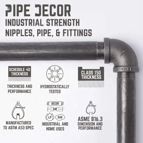 Miniatura 8 de Soportes de estante angulares industriales rústicos – Juego de cuatro soportes de doble brida de tubo de 4 pulgadas, accesorios de metal de hierro