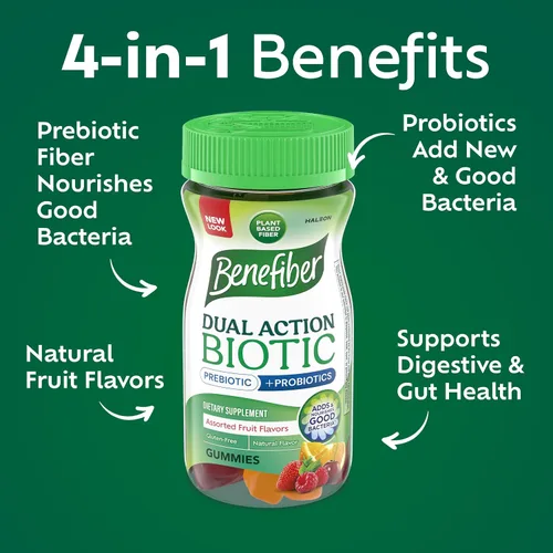 Miniatura 2 de Benefiber - Gomitas de fibra con surtido de frutas para una sana digestión. Suplemento prebiótico y probiótico con sabores naturales de frutas, 50