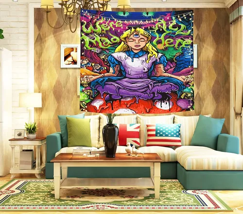 Miniatura 5 de Tapiz de anime para niña, divertido tarot para colgar en la pared, carteles decorativos estéticos diarios para dormitorio, sala de estar