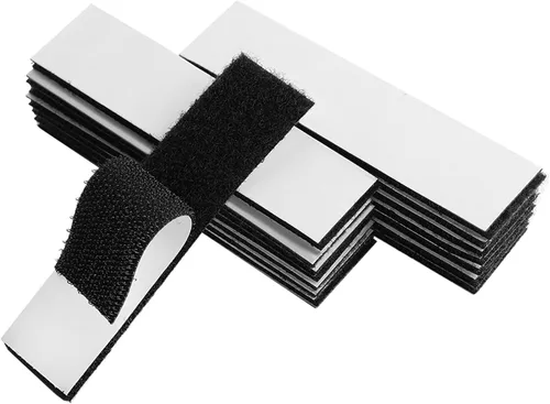 Melsan Tiras de gancho y bucle de 1 x 4 pulgadas con adhesivo, 15 juegos, cinta de montaje adhesiva fuerte para uso doméstico u oficina, en lugar de