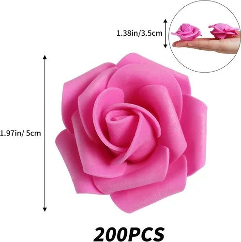 Miniatura 4 de Rosas artificiales, 200 piezas de cabezas de flores de rosas artificiales para manualidades, rosas de espuma de 1.97 pulgadas, cabezas de rosas Rosa