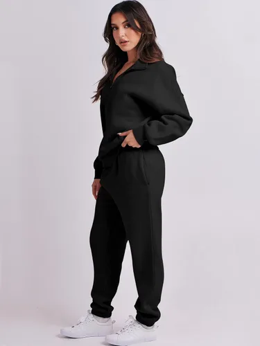 Miniatura 5 de Prinbara Conjunto de sudadera de manga larga con media cremallera para mujer, conjunto de 2 piezas con bolsillos