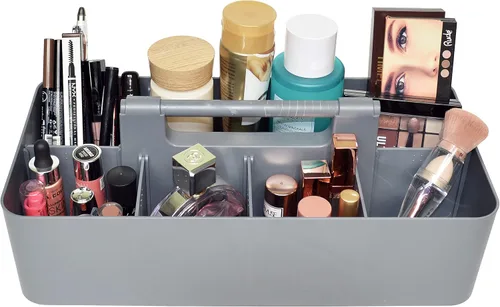 Miniatura 12 de Nuevo Organizador de Maquillaje Portátil de Plástico Caddy Tote Cesta Dividida con Asa, para Almacenamiento de Baño - Contiene Brochas de Maquillaje