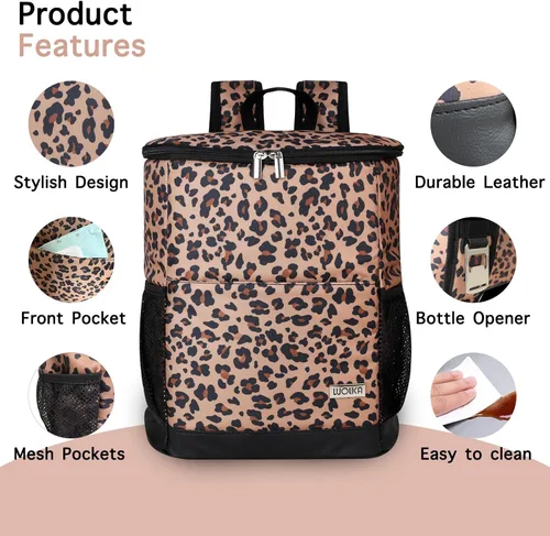 Miniatura 4 de Mochila Enfriadora Wolka 30 Latas, Mochilas Enfriadoras Portátiles Aisladas a Prueba de Fugas, Bolsa Enfriadora Impermeable de Lado Suave