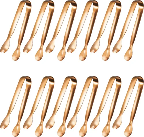 Miniatura 11 de JCREN 12 pinzas para servir, pequeños utensilios de servir para fiestas, catering, pinzas doradas, pinzas de acero inoxidable 304 de grado