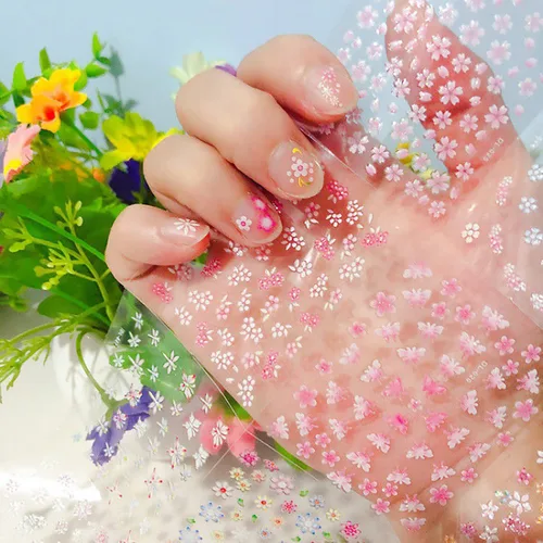 Miniatura 4 de 30 hojas de calcomanías de arte de uñas, diseño de corazón, plumas, flores, 3D, autoadhesivas, holográficas, mariposas, luna, decoración de uñas