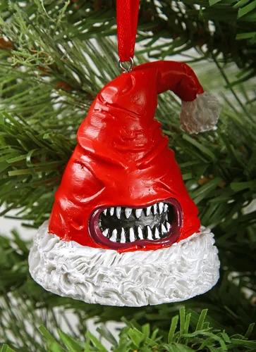 Miniatura 7 de Forged Dice Co. Monstrous Merrymakers - Juego de 3 adornos de resina y pintados a mano con sombrero de Papá Noel, bombilla de árbol de Navidad