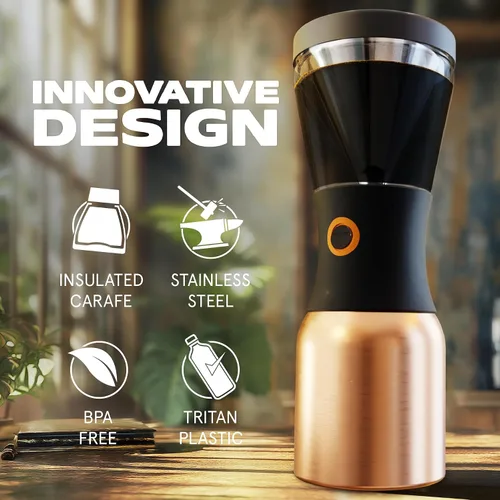 Miniatura 5 de asobu Cafetera de preparación fría, galardonada cafetera aislada de 40 onzas con jarra portátil de acero inoxidable – Ganadora número 1 del festival