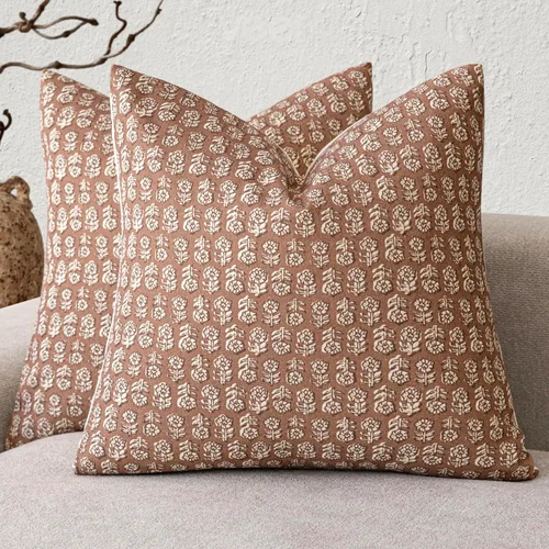Foindtower - Juego de 2 fundas de almohada decorativas con estampado floral neutro vintage, fundas de cojín estilo granja para casa, decoración boho