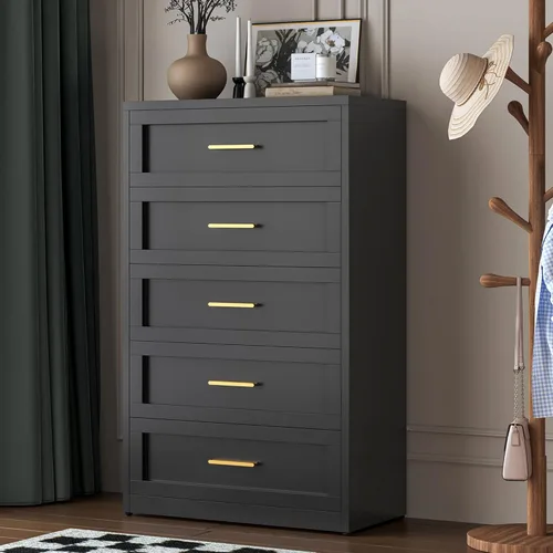 Miniatura 15 de LCAOPC Cómoda metálica negra de 3 cajones para dormitorio, cómoda ancha para armario, cómoda de metal, cómoda y cómoda para sala de estar, pasillo