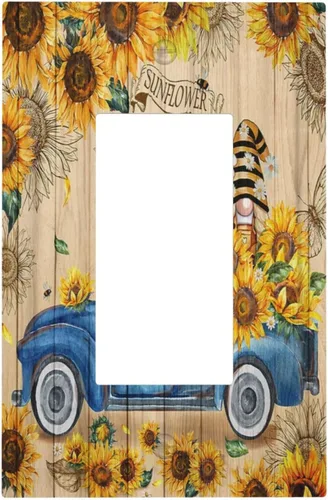 Miniatura 26 de Cubiertas de Salida Triple Basculante con Hojas de Plantas de Eucalipto Azul en Acuarela Floral, Placa Frontal Decorativa de 3 Posiciones, Cubierta