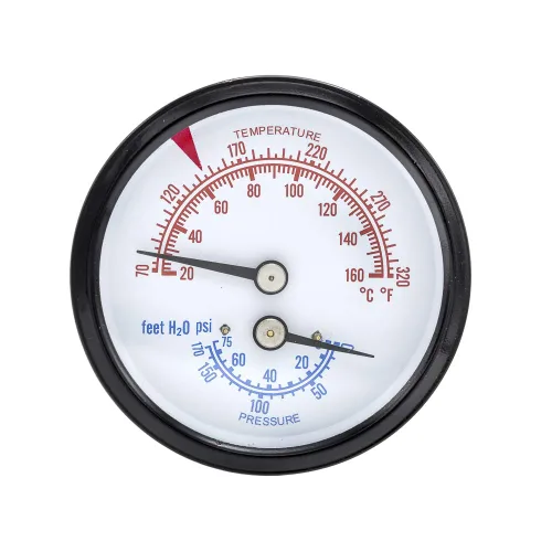 PIC Gauges TRI-RC-254R1.75-D Tridicador comercial, caja de acero negro, internos de bronce, lente de plástico con indicador rojo, esfera de 2.5",