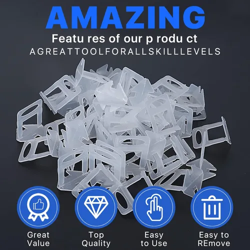 Miniatura 5 de Clips de sistema de nivelación de azulejos, espaciadores, clips niveladores de azulejos, espaciadores niveladores de azulejos, 1000 piezas de 1/8